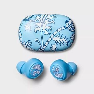 Roller Rabbit x Target Bluetooth Earbuds Floral Vines Blue Wireless & Case NEW